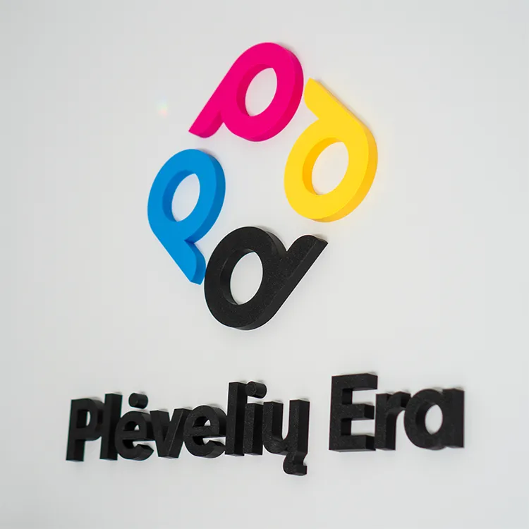 Plėvelių Era 3D tūrinis logotipas ant sienos